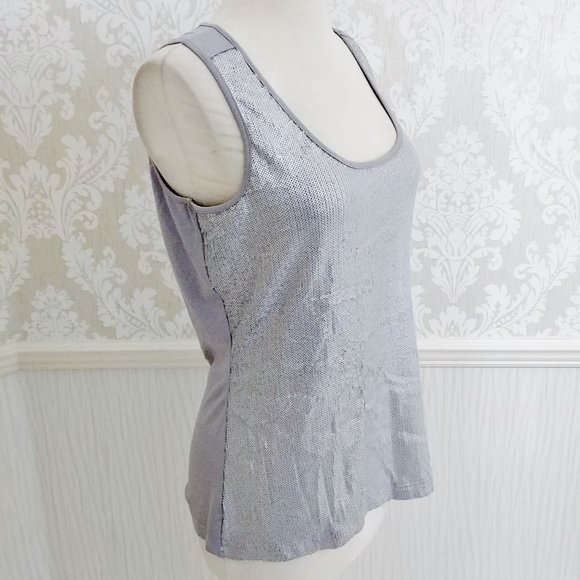 Cache Silver Grey Sequin Front Tank Top Size Medium - Picture 2 of 4